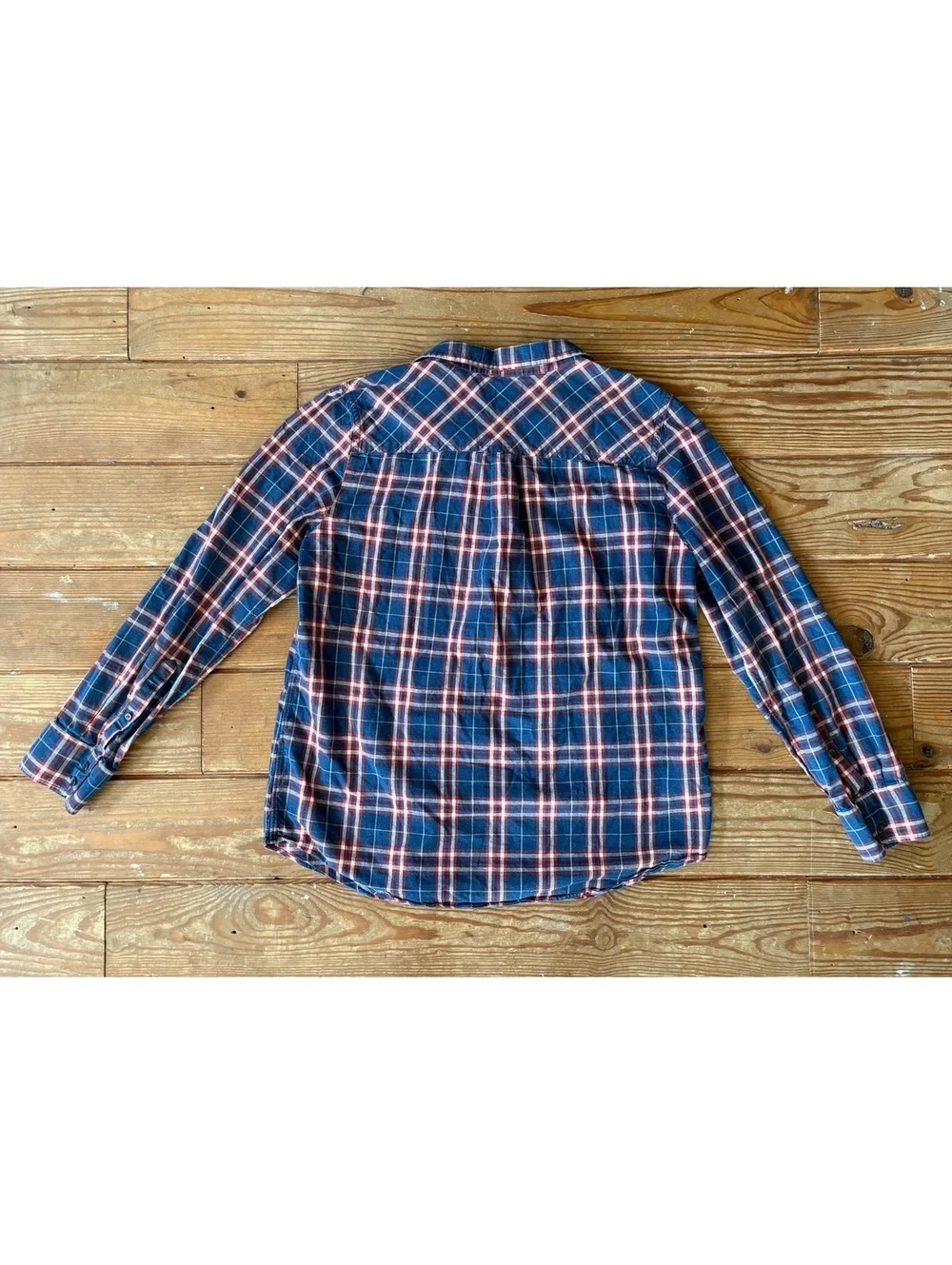 J.Crew Boy Fit Plaid Button Down Shirt Men’s Large Blue Red Cotton